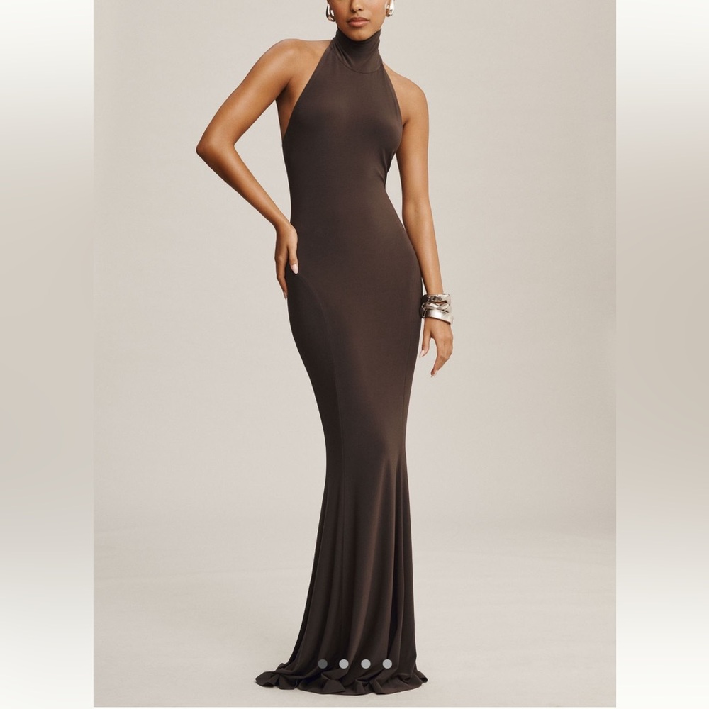 Norma Kamali Brown One Shoulder Sheath Dress